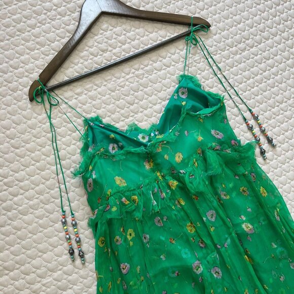 NWOT The Kooples Silk Green Floral Mini Dress Size 2 - Picture 10 of 12